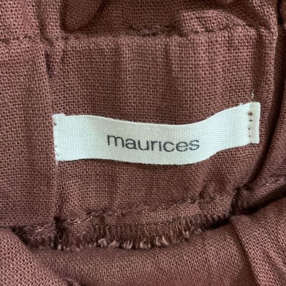 Maurices Linen Ankle Pants Brown Paper Bag High Rise 29” Leg - Picture 4 of 9